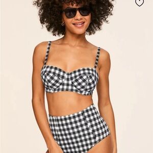 Adore Me Black & White Gingham High-Waist Bikini
